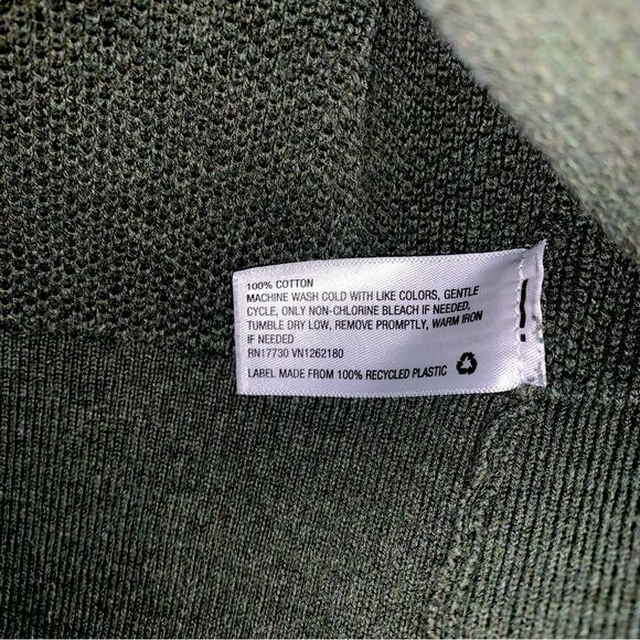 Green Textured Long Sleeve Shirt Men’s Medium Waffle Weave Top Fall Winter Warm - Picture 7 of 8